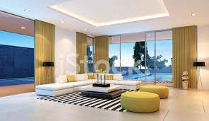 Wooden ply for flooring, carpentry in the seating place and big windows are something to die for. Modern Villa Interior Stock Photos Freeimages Com