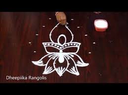 Simple Easy Lotus Deepam Muggulu With 6x3 Dots L Small Daily Kolams L New Rangoli Designs Small Rangoli Design New Rangoli Designs Rangoli Designs With Dots
