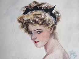 Portrait Painting, Vintage Art, Harrison Fisher Girls