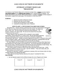 Introduction what is atomic mass? Fillable Online Average Atomic Mass Lab Beanium Wikispaces Fax Email Print Pdffiller