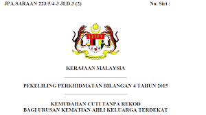 Cuti rehat khas pegawai perkhidmatan pendidikan. Pp Bil 04 2015 Pekeliling Kemudahan Cuti Tanpa Rekod Bagi Urusan Kematian Ahli Keluarga Terdekat Pekeliling Terbaru Kerajaan
