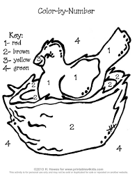Bird On A Nest Color By Number Coloring Pages Bird Bird Theme