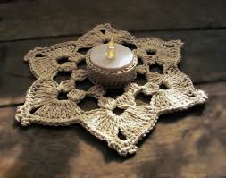 Free shipping for many products! Crochet Snowflake Candle Coaster Tealight Holder