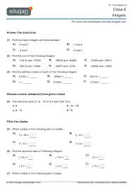Maths Worksheets For Class 6 With Solution In 2020 Math Worksheet Grade 6 Math Worksheets Integers Worksheet
