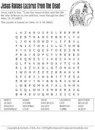 Jesus Raises Lazarus From The Dead Word Search Puzzle Sunday School Lessons Bible Word Searches Sunday School Crafts