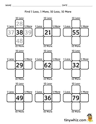 Hundreds Chart Free Printable Worksheet Find 1 Less 1 More