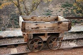 Coctail table:mine cart with glass top(top not shown). 17 Mining Ideas Coal Mining Cart Coffee Table Mining