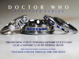 Breathtaking 4 Piece Doctor Who His 8mm Sapphiretungsten Hers 925 Sterling Silver 3 5 Carat Brilliant Cz Wedding Ring Sets Wedding Ring Sets Cz Wedding Rings