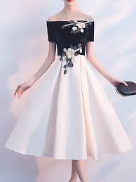 Off Shoulder A Line Appliqued Elegant Paneled Party Midi Dress Tendencias De Moda Adolescente Vestidos Juveniles Para Gorditas Trajes Elegantes