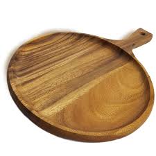 Amazon Com Roro Acacia Wood Round Tray For Small Pizzas And Appetizers 14 X 10 Inch Serving Trays Round Wood Tray Wood Rounds Round Tray