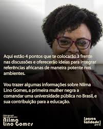 Você sabia que Nilma Lino Gomes (@nilmalino13) foi a primeira mulher negra  a comandar uma universidade pública no Brasil? Sua trajetória na educação,  na luta por políticas afirmativas e na defesa do