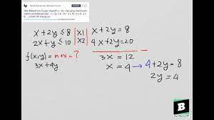We did not find results for: Nilai Maksimum Fungsi Objektif Z 3x 4y Yang Memenuhi Sistem Pertidaksamaan X 2y 8 2x Y 10 X 0 Y 0 Youtube