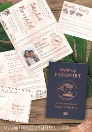 Beach Wedding Passport Save The Date Destination Invitation Set In Rose Gold Watercolor Tropical By Luckyladypaper See Details To Order Passport Wedding Invitations Destination Wedding Invitations Passport Wedding Invitations