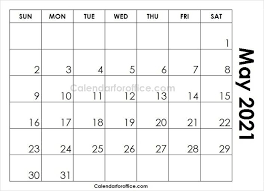 May 2021 Calendar Blank Templates Editable 2021 Monthly Planner Calendar For Office Calendar Template 2021 Calendar Calendar Printables