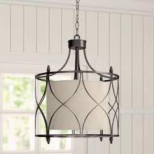 Franck 3 Light Shaded Drum Pendant Entryway Light Fixtures Dinning Room Light Fixture Iron Lighting Fixtures