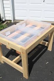 How To Build A Diy Sand And Water Table Easy Sensory Table With Lids In 2020 Sand And Water Table Water Table Diy Kids Water Table