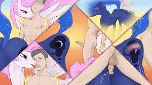 845843 - explicit, artist:arareroll, princess celestia, princess luna,  human, pony, princess molestia, g4, balls, bedroom eyes, blushing, cervix,  clitoris, comic, cum, cum in uterus, female, femdom, floppy ears, foreskin,  human male, human