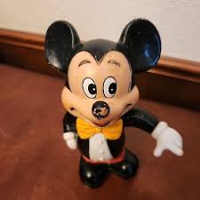 Vintage Mickey Mouse Coin Bank With Wear & Character