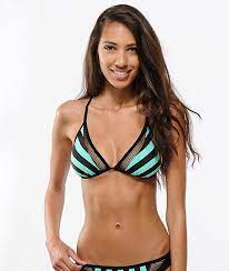 Damsel Stella Stripe Mesh Inset Triangle Bikini Top Zumiez Triangle Bikini Top Bikinis Triangle Bikini