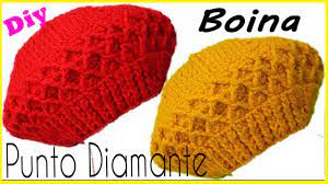 Montar 4 puntos y tejer así: Boina A Crochet En Punto Diamante Facil Y Paso A Paso Crochet Hats Youtube