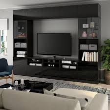 Besta Tv Komb Mit Vitrinenturen Schwarzbraun Selsviken Hochglanz Klarglas Schwarz 300x40x230 Cm In Den Warenkorb Legen Ikea Deutschland Tv Schranke Wohnwand Braun Vitrine