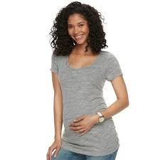 Kohls A Glow Womens Maternity Heathered Gray Ruched Sides Scoopneck Top Size S Ebay
