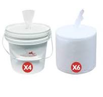 Dry Wipe Kit: 7200 Wipes (7" x 6"): Make Your Own Wet Wipes Using Your Preferred Cleaning Solution: 6 Mega Rolls + 4 Dispensing Buckets
