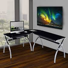 50 list list price $83.26 $ 83. Techni Mobili L Shaped Colored Tempered Glass Top Corner Desk With Pull Out Keyboard