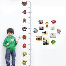 Us 2 97 7 Off 3d Cartoon Movie Avengers Height Measure Chart Wall Stickers For Kids Rooms Decals Art For Nursery Home Decoration Poster In Wall