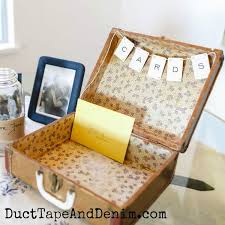 Bedazzle a box and have your guests slide their. Diy Wedding Box For Cards From A Vintage Suitcase Card Garland