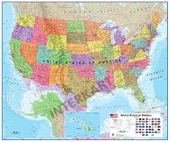 A political map of united states and a large satellite image from landsat. Usa Landkarte Politisch 120 X 100cm