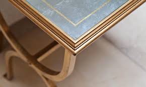 Lapis blue églomisé for mahogany and brass side table. Serpent Eglomise Side Table Conservatory Furniture From Interiors By Vale