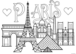 Coloriage Ville De Paris Monuments Tour Eiffel Arc De Triomphe Cathedrale Notre  Dame De Paris Dessin Ville à imprimer