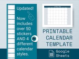 downloadable google sheets calendar template 12 month etsy israel