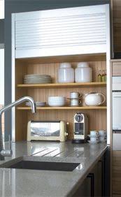 Tambour Dresser Unit With Aluminium Effect Roller Shutter Kitchen Units Modern Kitchen Kitchen Design