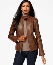 Michael Michael Kors Stand Collar Leather Jacket Reviews Coats Women Macy S Blazer Jackets For Women Tan Leather Jackets Lamb Leather Jacket
