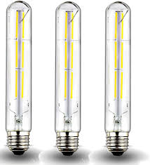 Klarlight Dimmable 6 Watt Led T10 Tubular Light Bulb 60 Watt Incandescent Equivalent E26 Edison Vintage Filament Tube Lamp Daylight 6000k Medium Base Clear Glass Bulb 3 Pack Amazon Com
