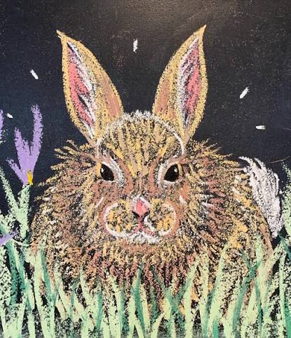 Beautiful Girl with Bunny 🐰✨ | Stunning Blackboard Chalk Art 🎨 #BlackboardArt #ChalkArt #DrawingTutorial