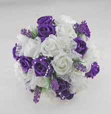 Maybe you would like to learn more about one of these? Brides Purple Ivory Rose Wedding Bouquet With Lavender Budget Wedding Flowers