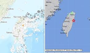 Plot of earthquake data on map of taiwan. Taiwan Earthquake Map Where Did Powerful 6 0 Magnitude Strike Did It Hit Taipei World News Express Co Uk