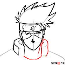 1 draw the shape of his face. How To Draw The Face Of Kakashi Hatake Naruto Sketchok Easy Drawing Guides