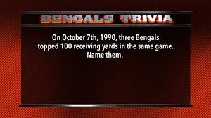 How to play using your cincinnati bell wireless phone marty brennaman will ask a trivia question. Bengals Weekly Trivia Week 3