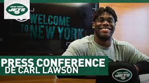 Jets defensive end carl lawson was carted off of the practice field on thursday morning with a leg injury. Carl Lawson Full Press Conference 3 18 New York Jets Nfl Youtube