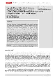 Study opportunities in foreign languages. Pdf The Online Journal Of Distance Education And E Learning Impact Of Innovation Attributes And Psychological Wellbeing Towards E Learning Acceptance Of Postgraduate Students Comparison Of Sri Lanka And Malaysia Mohamed Faiz