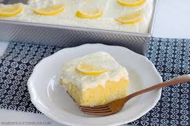 While cake is baking, mix together 2 cups powdered sugar with 1/3 cup lemon juice. Triple Lemon Poke Cake Easy Make Ahead Dessert Recipe