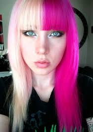 Pink And Blonde Cruella Hair Multicolored Hair Half And Half Hair Split Hair