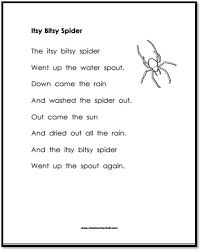 Itsy Bitsy Spider Printable Poem Spider Printable Itsy Bitsy Spider Bitsy Spider