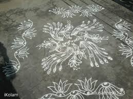 Simple Peacock Kolam Ikolam 12 dots (ner pulli) kolam. simple peacock kolam ikolam