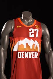 The latest model alters the primary colors of two previous designs inspired by the classic rainbow skyline uniforms of the 1980s and early 90s. Denver Nuggets 2020 21 City Edition Uniform Uniswag