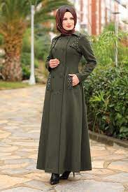 Modaselvim Pardesu Incili Kase Pardesu 8770w153 Haki Muslim Fashion Outfits Abayas Fashion Hijab Designs